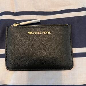 Michael Kors Black and Gold Zip Wallet